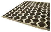 Handmade Area Rug - Pink Geometric Cotton Wool Carpet 8x10 Feet Durable Bohemian Style