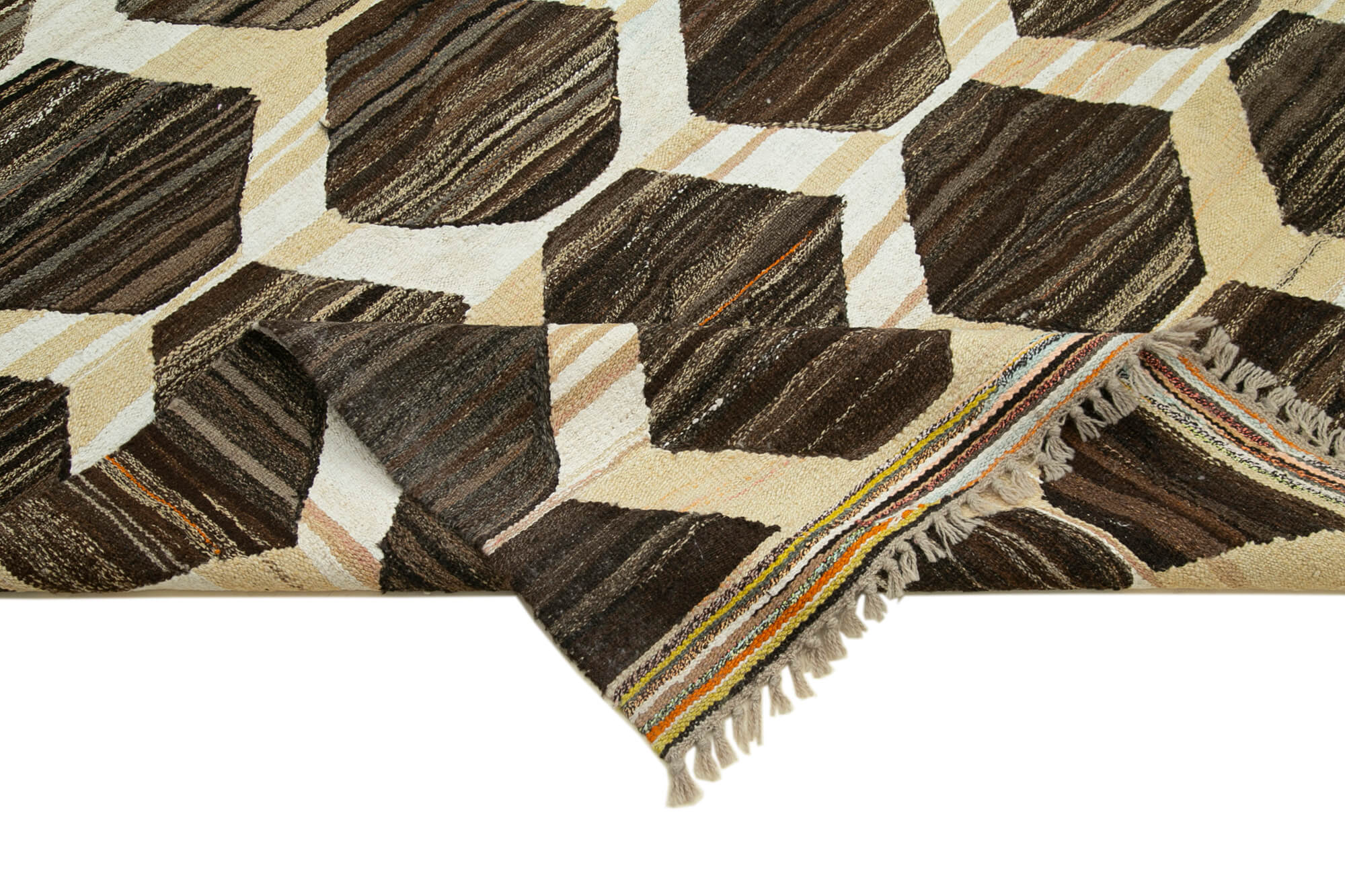 Handmade Area Rug - Pink Geometric Cotton Wool Carpet 8x10 Feet Durable Bohemian Style