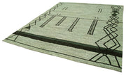 Handmade Wool Area Rug With Green Geometric Pattern | Soft Wool Floor Covering 8'4''x10'10''