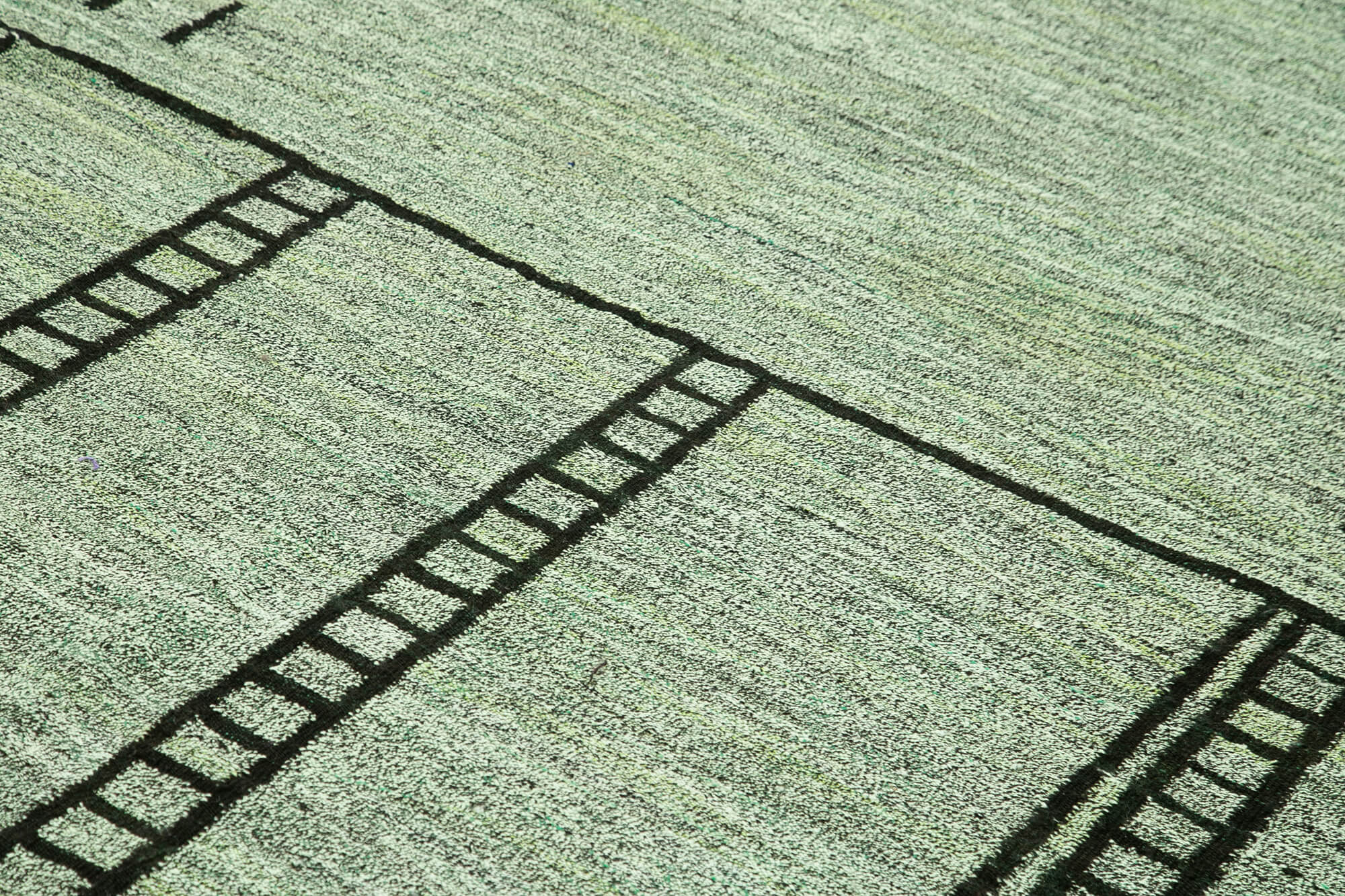 Handmade Wool Area Rug With Green Geometric Pattern | Soft Wool Floor Covering 8'4''x10'10''