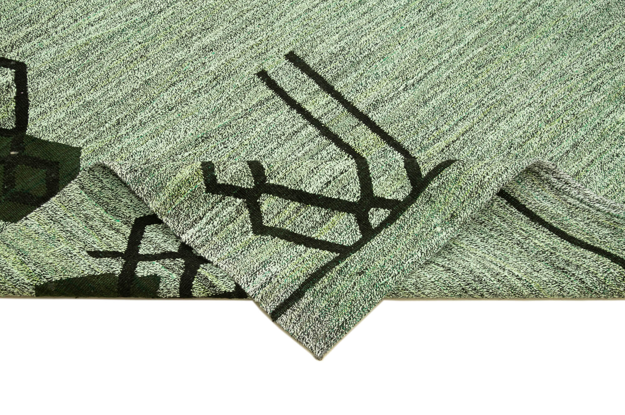 Handmade Wool Area Rug With Green Geometric Pattern | Soft Wool Floor Covering 8'4''x10'10''