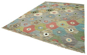 Handmade Wool Area Rug – Vintage Cotton Rug With Yellow Geometric Design 9'11''x14'1''