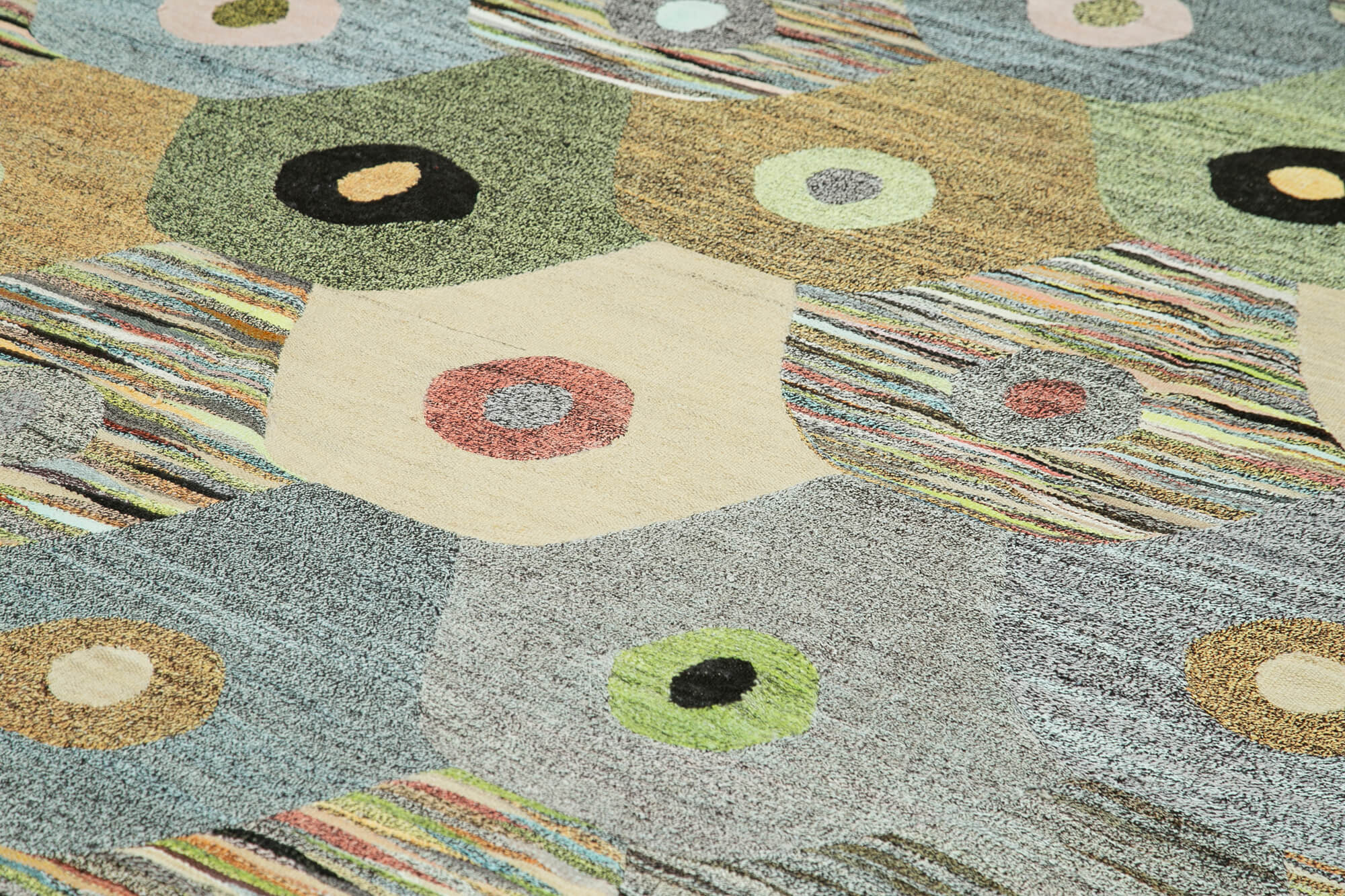 Handmade Wool Area Rug – Vintage Cotton Rug With Yellow Geometric Design 9'11''x14'1''