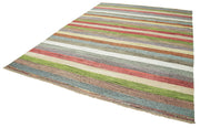 Handmade Wool Area Rug – Green Geometric Vintage Hand Woven Rug 8'8'' x 12'3''