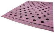 Handmade Area Rug - Pink Geometric Cotton Wool Vintage Turkish Carpet 10'1''x14'1''