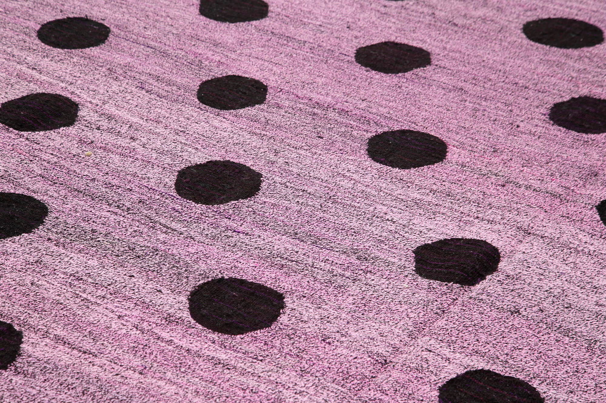 Handmade Area Rug - Pink Geometric Cotton Wool Vintage Turkish Carpet 10'1''x14'1''