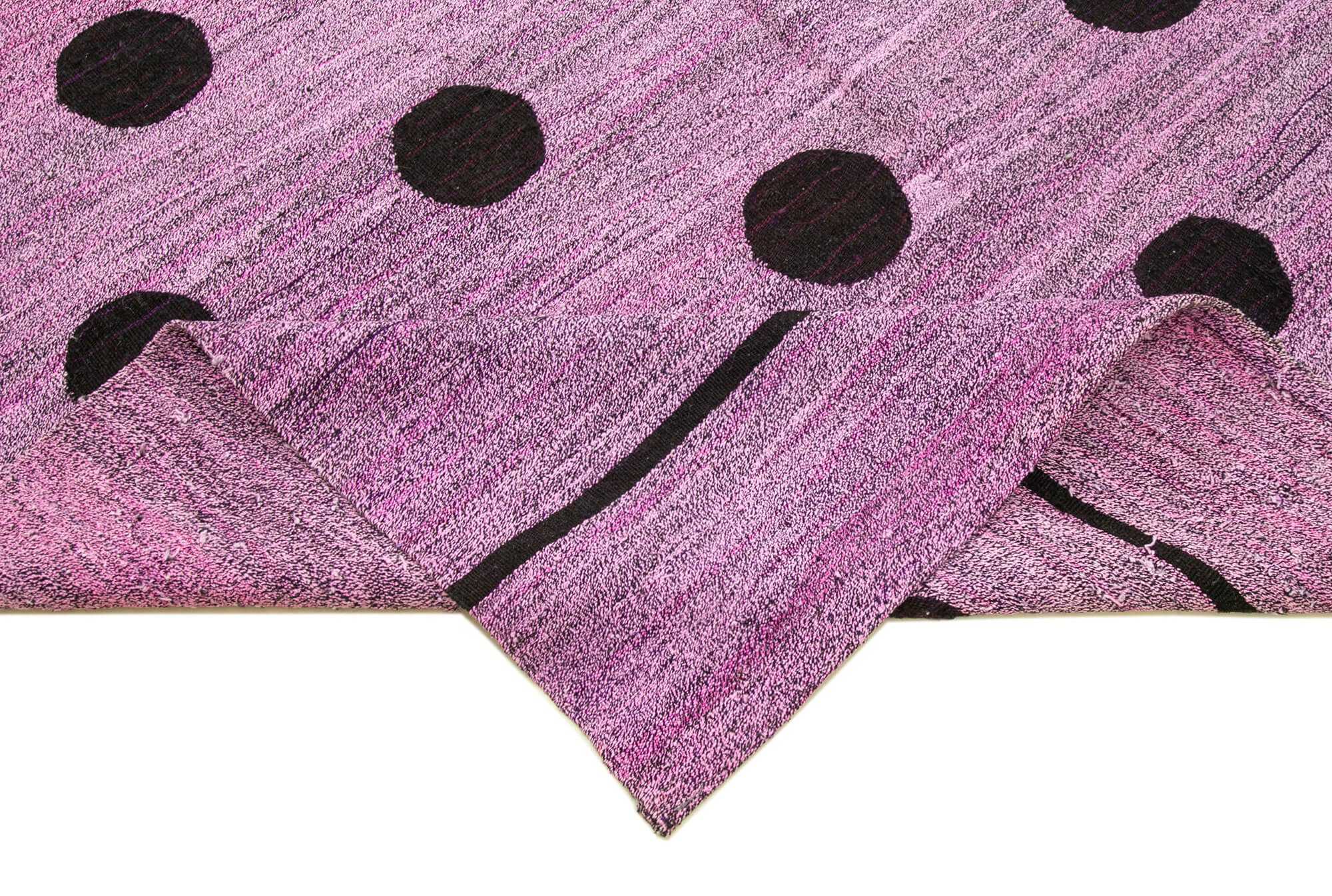 Handmade Area Rug - Pink Geometric Cotton Wool Vintage Turkish Carpet 10'1''x14'1''