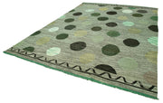 Handmade Wool Area Rug – Vintage Geometric Green Cotton Wool Carpet 10'x14'2''