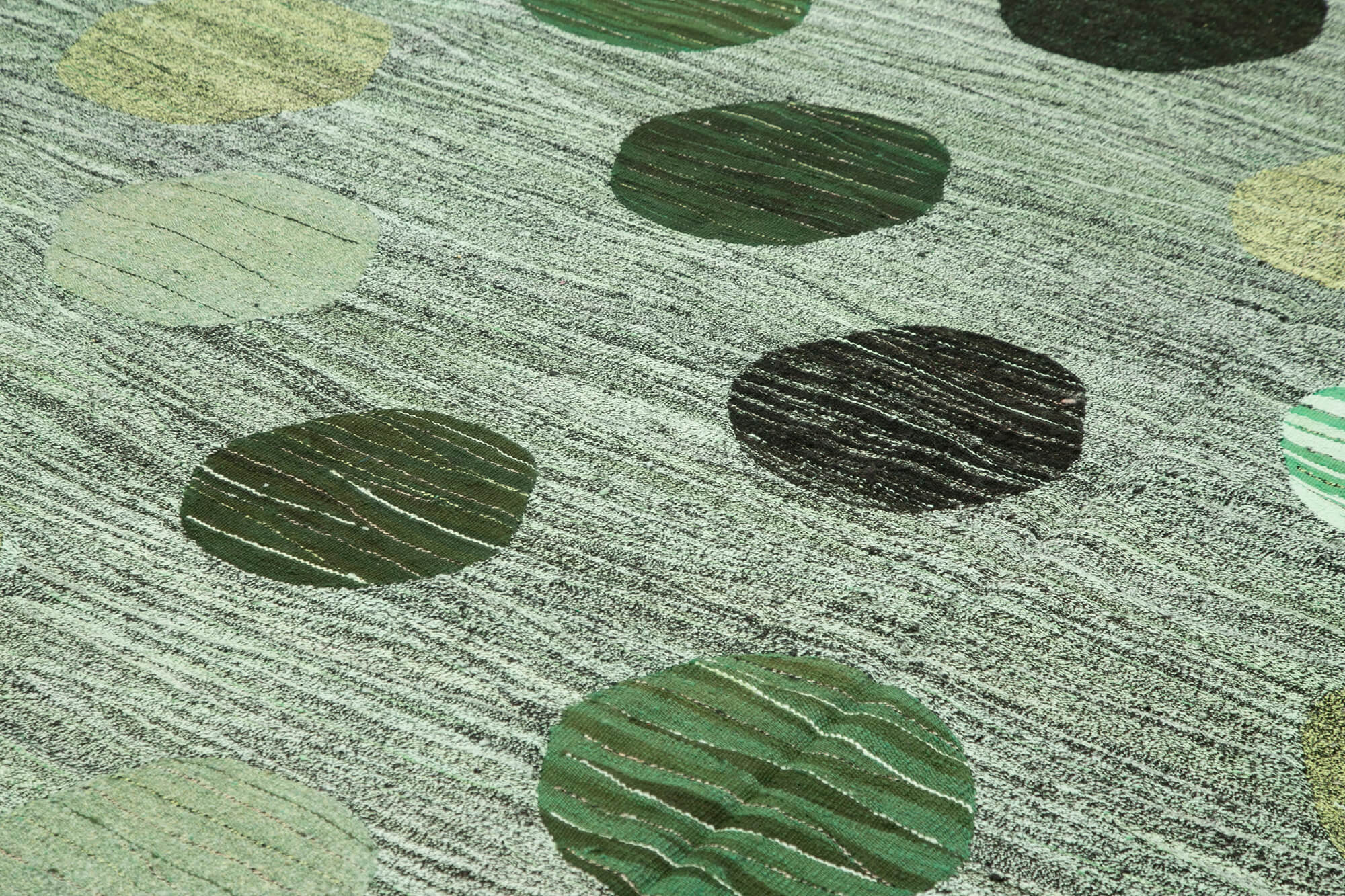Handmade Wool Area Rug – Vintage Geometric Green Cotton Wool Carpet 10'x14'2''