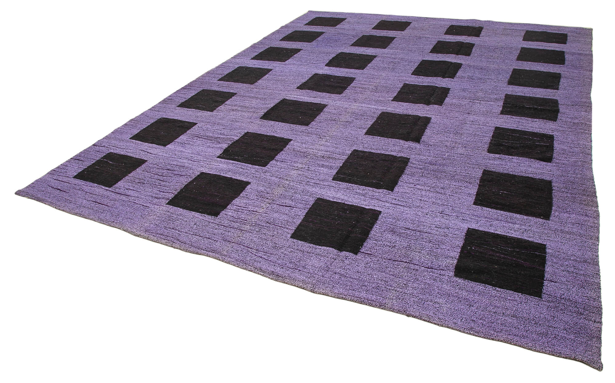 Handmade Wool Area Rug - Large Purple Geometric Cotton Wool Blend Carpet 10'3"x14'3"