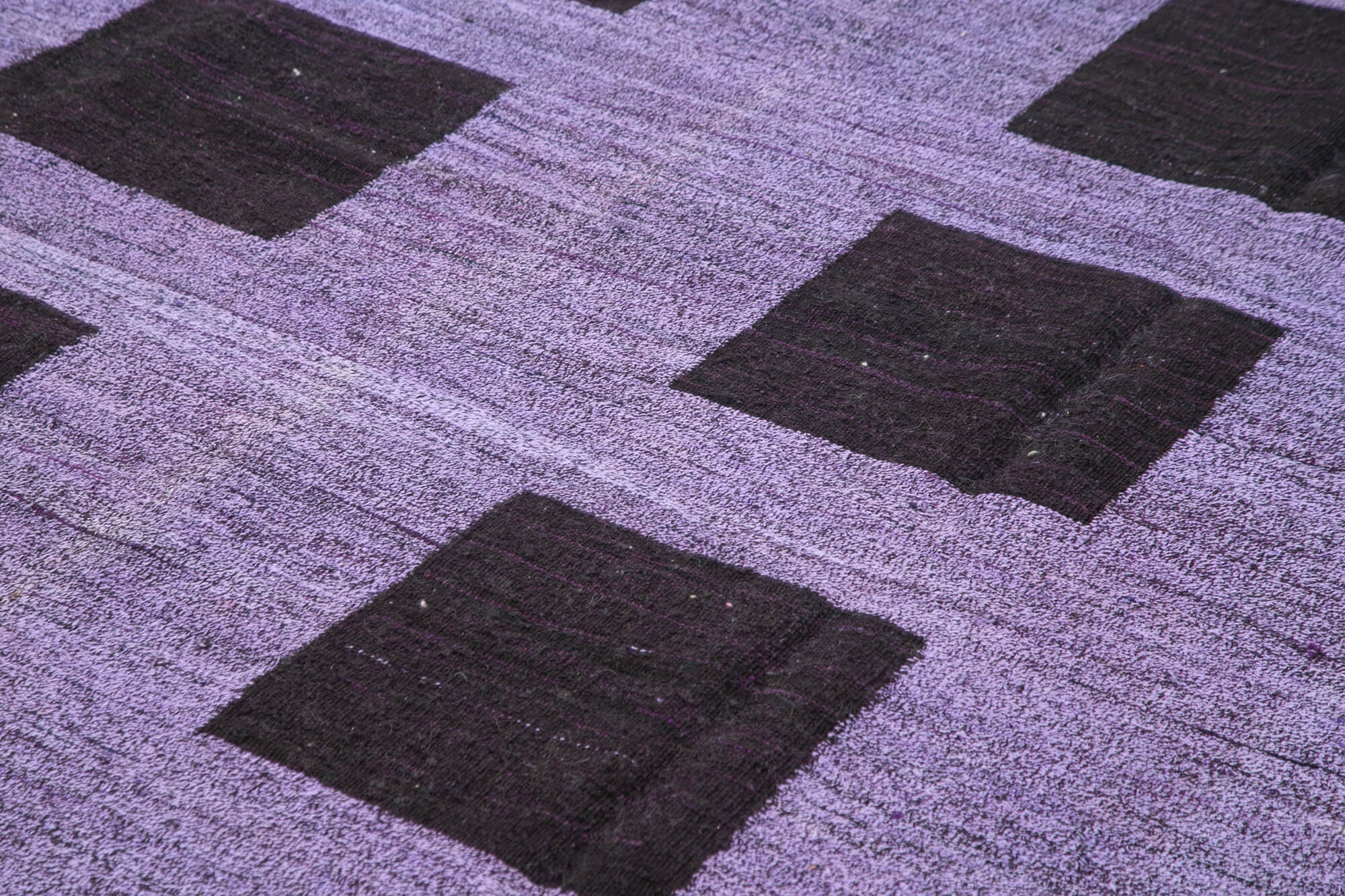 Handmade Wool Area Rug - Large Purple Geometric Cotton Wool Blend Carpet 10'3"x14'3"