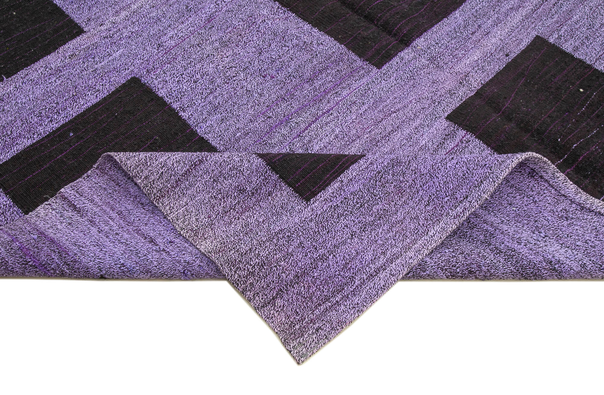 Handmade Wool Area Rug - Large Purple Geometric Cotton Wool Blend Carpet 10'3"x14'3"