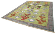 Scrap Green Geometric Cotton Wool Handmade Area Rug 9'11'' x 13'7''