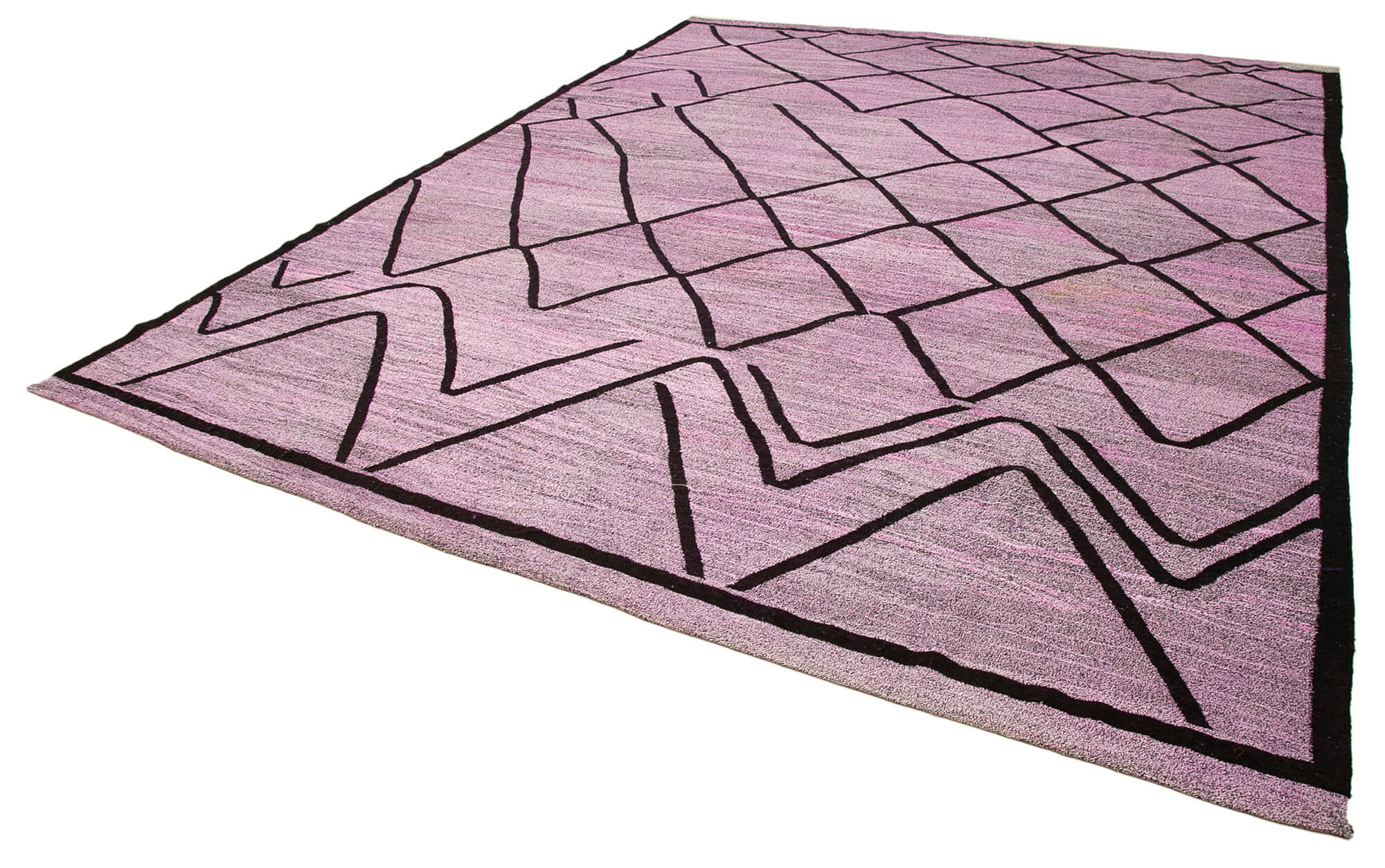 Scrap Purple Geometric Cotton Wool Handmade Area Rug 10'6'' x 13'11''