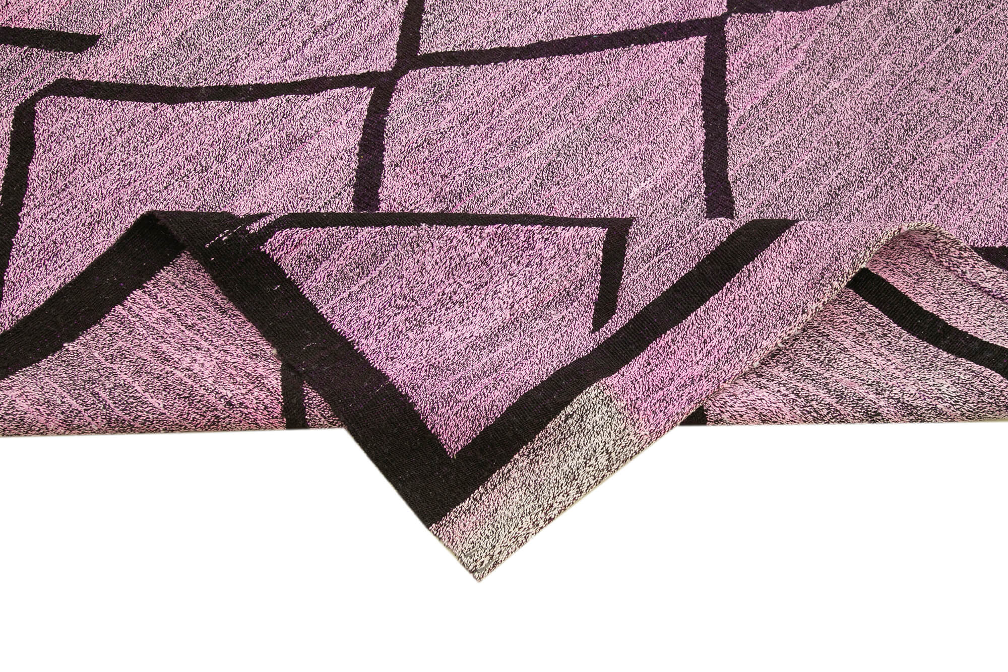 Scrap Purple Geometric Cotton Wool Handmade Area Rug 10'6'' x 13'11''