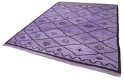 Handmade Area Rug - Purple Geometric Cotton Wool Vintage Handwoven Carpet 10'4''x13'10''