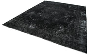 Handmade Wool Area Rug - Persian Black Classic Rug 9'7" x 12'7" Cotton Wool Carpet
