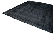 Handmade Wool Area Rug | Vintage Handwoven Carpet 9'7''x12'8'' – Black Wool Rug 9x12