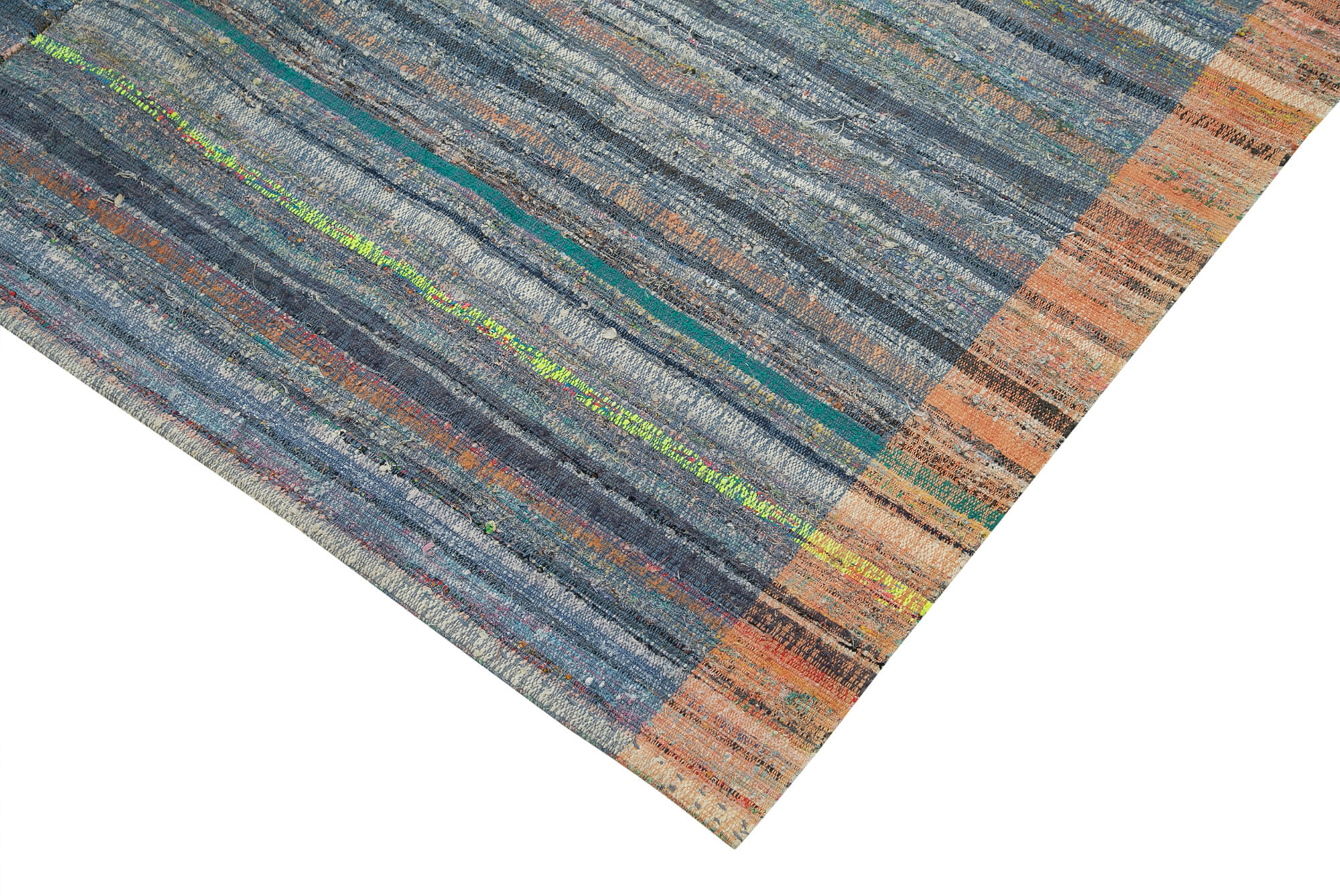 Handmade Area Rug - Purple Striped Turkish Kilim Rug 6'x9'8'' Cotton Wool Blend