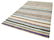Handmade Area Rug – Beige Striped Cotton Wool Kilim, Vintage Turkish Carpet 6'x10'
