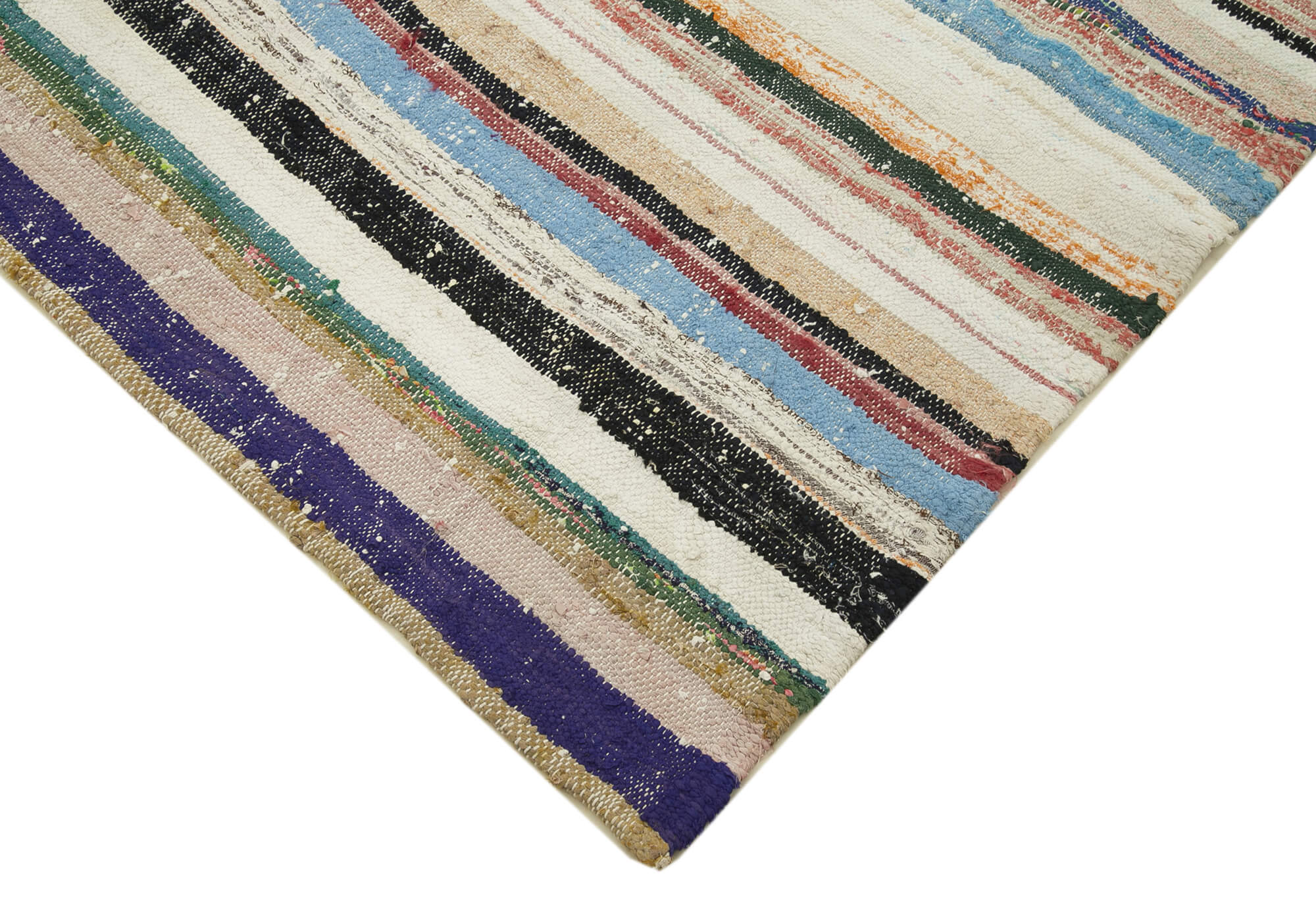 Handmade Area Rug – Beige Striped Cotton Wool Kilim, Vintage Turkish Carpet 6'x10'