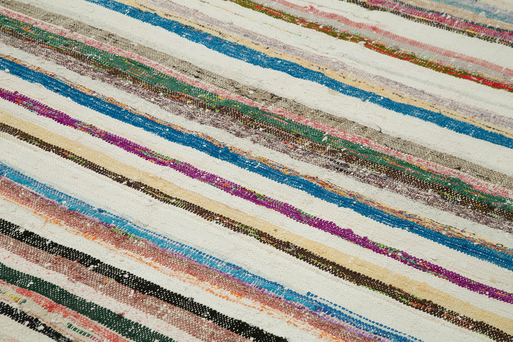 Handmade Area Rug – Beige Striped Cotton Wool Kilim, Vintage Turkish Carpet 6'x10'
