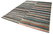 Handmade Wool Area Rug – White Striped Cotton Wool Kilim Carpet 8'6''x11'3''