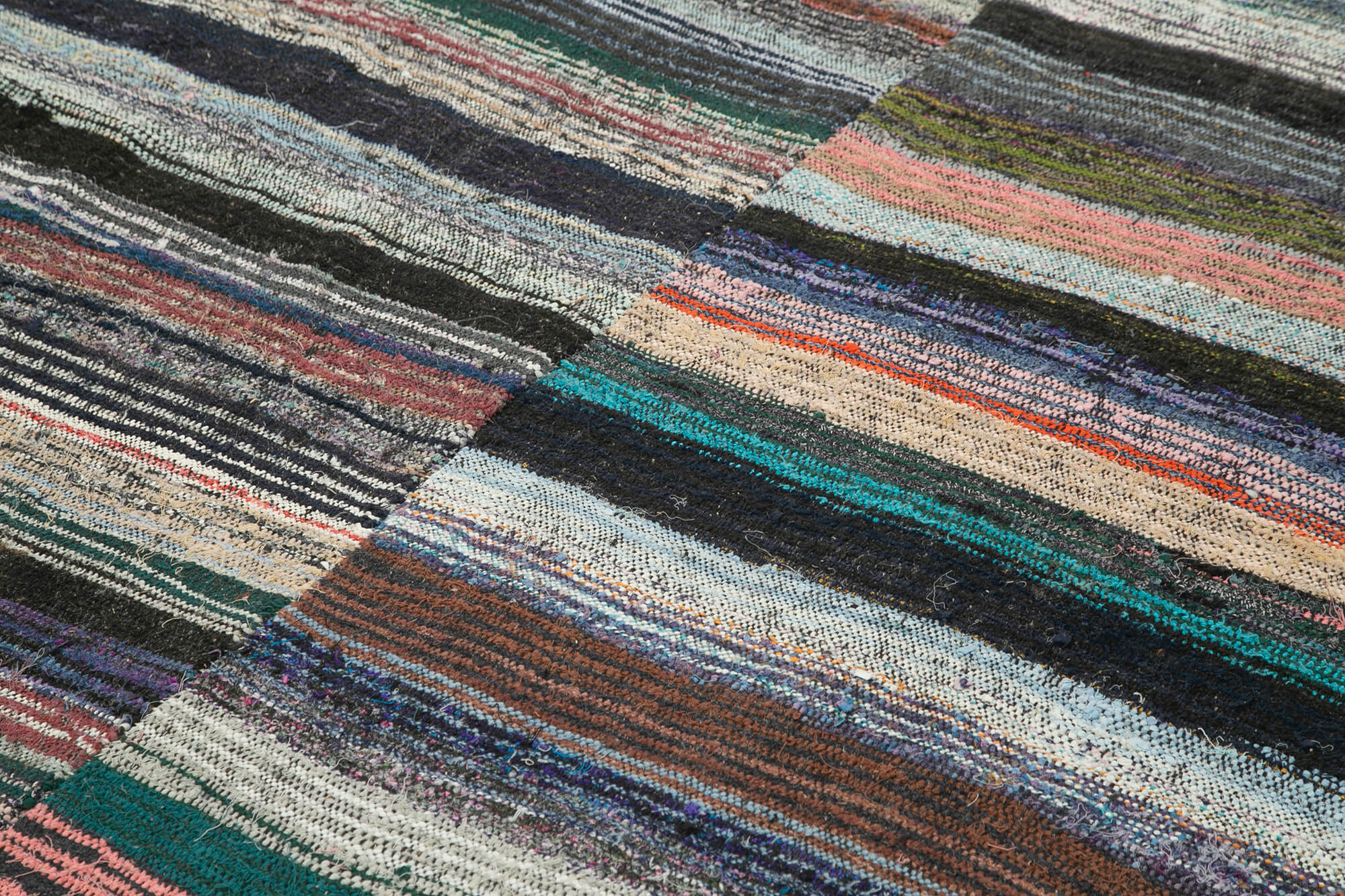 Handmade Wool Area Rug – White Striped Cotton Wool Kilim Carpet 8'6''x11'3''