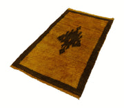 Tulu Yellow Geometric Cotton Wool Handmade Area Rug 3'6'' x 5'10''
