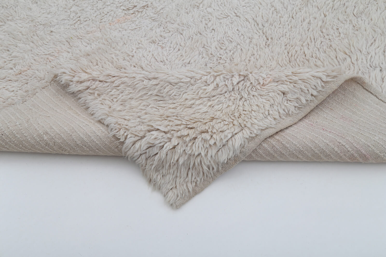 Handmade Area Rug – Geometric Pattern Cotton Wool Vintage Turkish Carpet 4'7''x5'