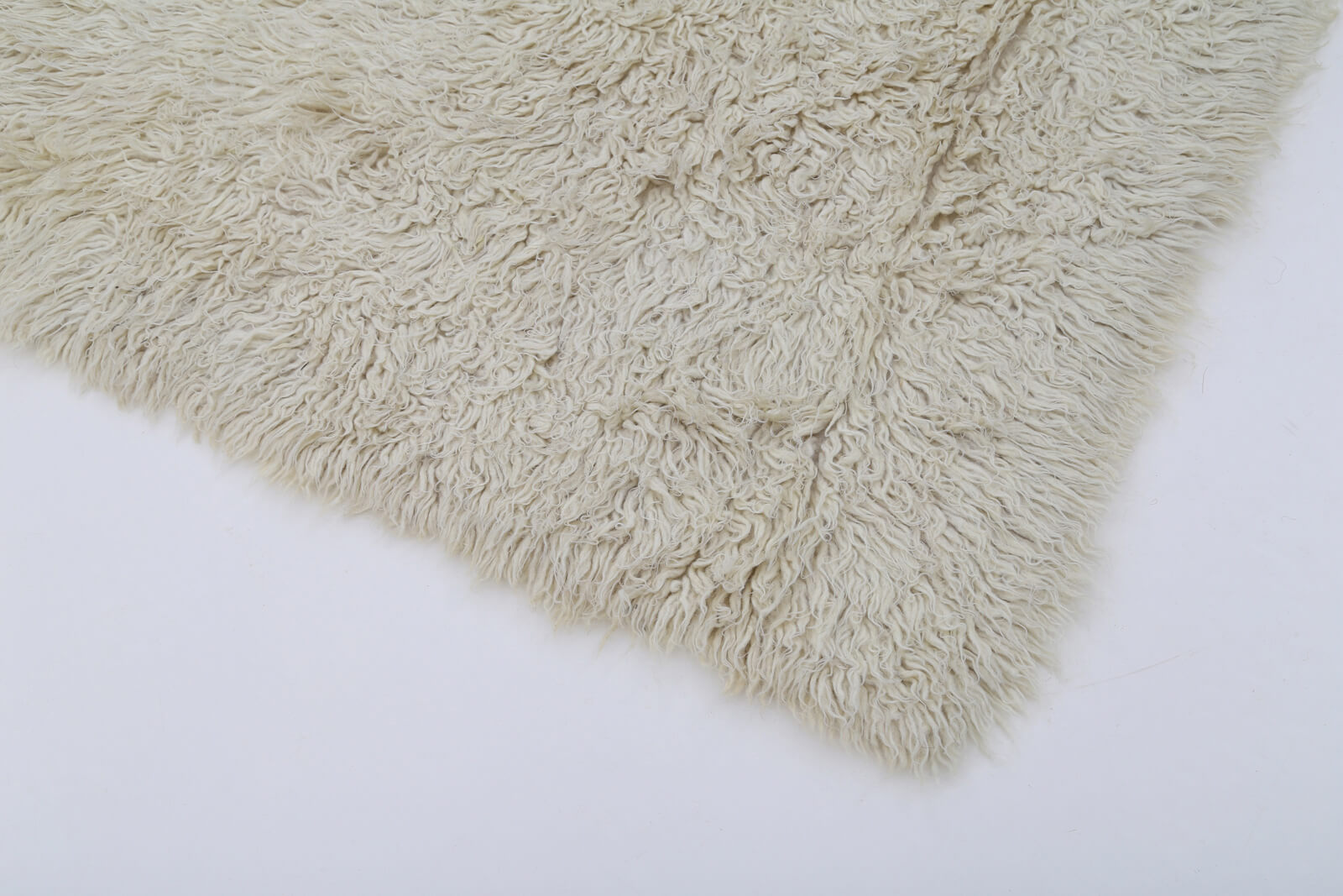 Handmade Area Rug - Beige Geometric Cotton Wool Blend | Soft Durable Turkish Carpet 4'1''x5'6''