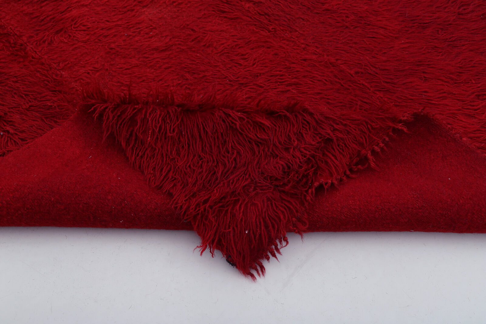Handmade Area Rug - Red Geometric Cotton Wool Vintage Turkish Carpet 5'2''x7'3''