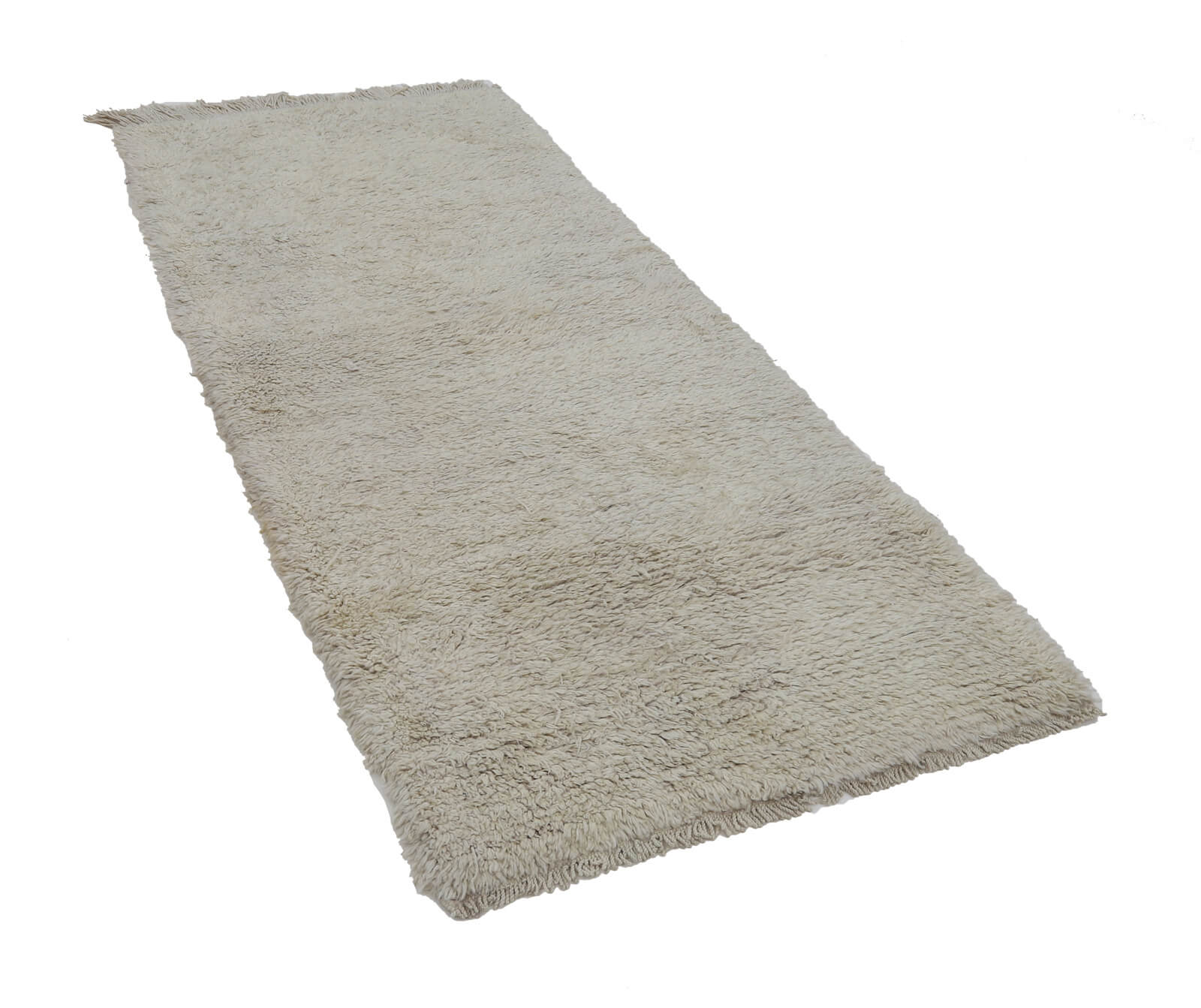Handmade Wool Area Rug – Tulu Beige Geometric Cotton Wool Rug 3'9''x8'5''