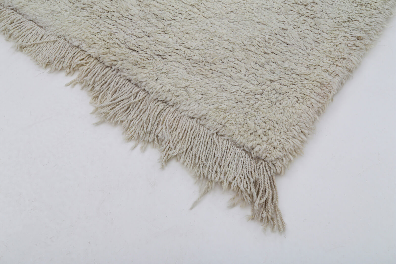Handmade Wool Area Rug – Tulu Beige Geometric Cotton Wool Rug 3'9''x8'5''
