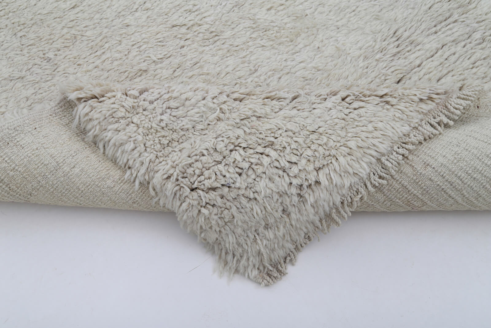 Handmade Wool Area Rug – Tulu Beige Geometric Cotton Wool Rug 3'9''x8'5''