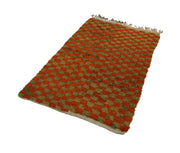 Handmade Area Rug - Red Geometric Cotton Wool Durable Turkish Carpet 3'7''x5'9''