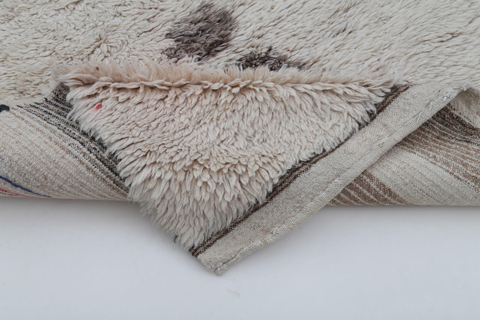 Handmade Wool Area Rug | Tulu Cream Geometric Rug, Durable Floor Covering