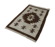 Tulu Beige Geometric Cotton Wool Handmade Area Rug 3'8'' x 5'8''