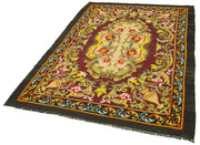 Handmade Wool Rug – Vintage Brown Wool Carpet With Floral Pattern Carpet 5'1''x7'1''