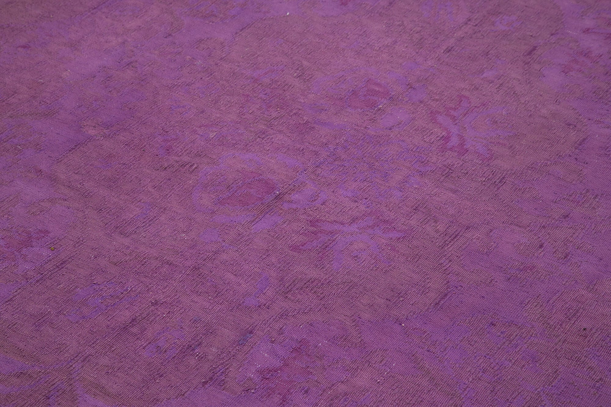 Handmade Wool Area Rug - Vintage Turkish Carpet Purple Floral Rug 6'9''x9'8''