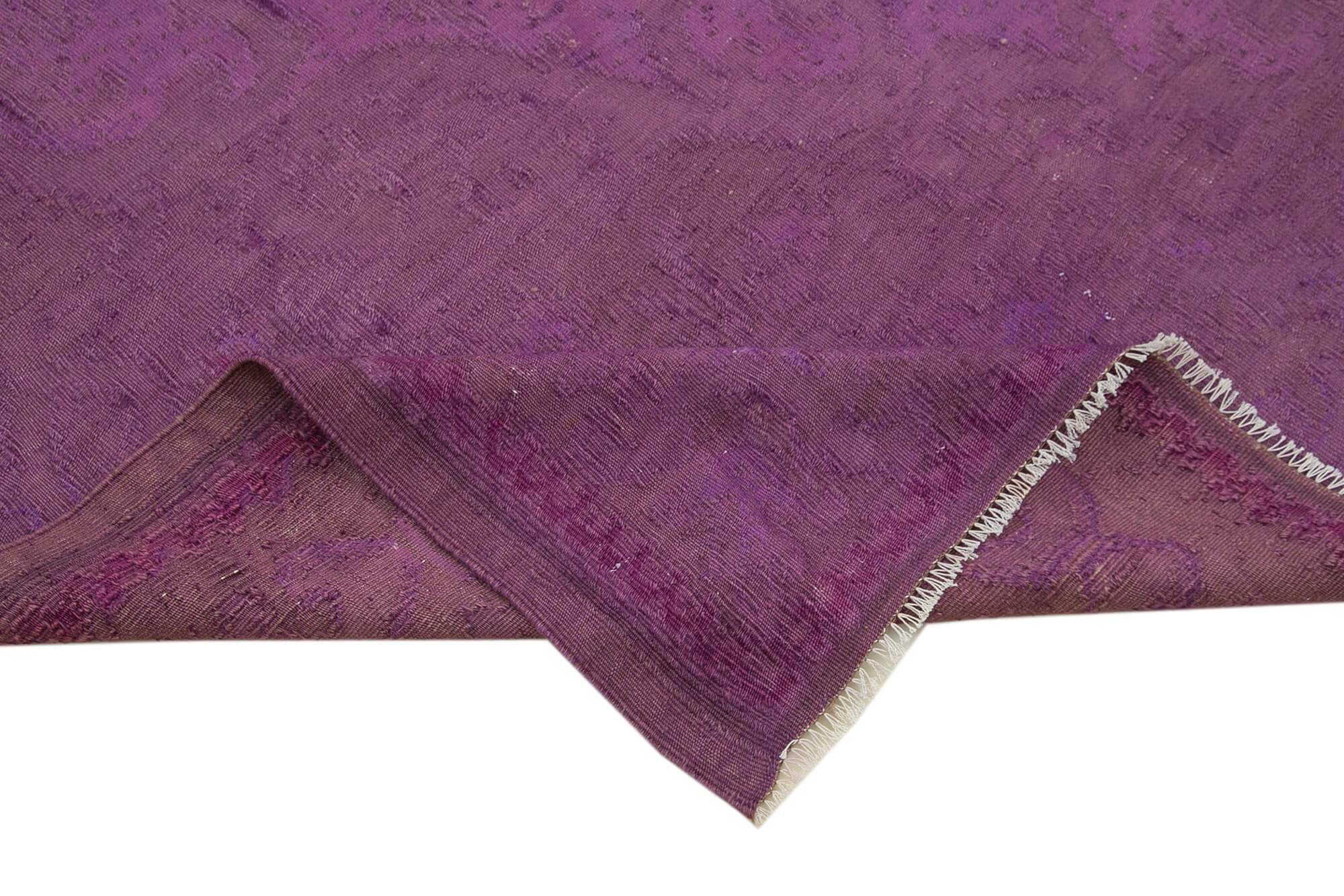 Handmade Wool Area Rug - Vintage Turkish Carpet Purple Floral Rug 6'9''x9'8''