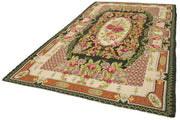 Handmade Wool Rug - Moldovian Black Floral Vintage Area Rug 7'x11'8'' Cotton Wool Blend