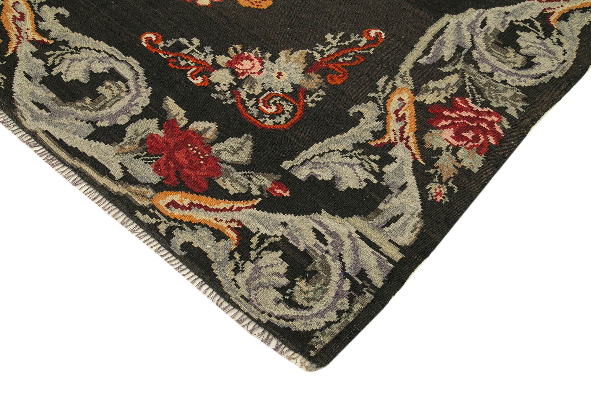 Handmade Wool Rug - Vintage Area Rug With Classic Floral Design, 6'4''x9'7''