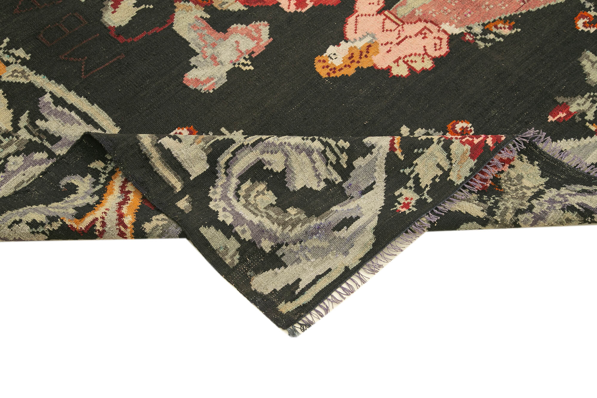 Handmade Wool Rug - Vintage Area Rug With Classic Floral Design, 6'4''x9'7''