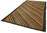 Handmade Wool Rug – Vintage Black Floral Rug, Cotton Wool Blend, 6'10'' x 12'7''