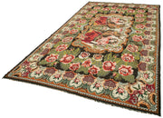 Handmade Wool Rug - Moldovian Black Floral Vintage Area Rug 6'4'' x 11'2''