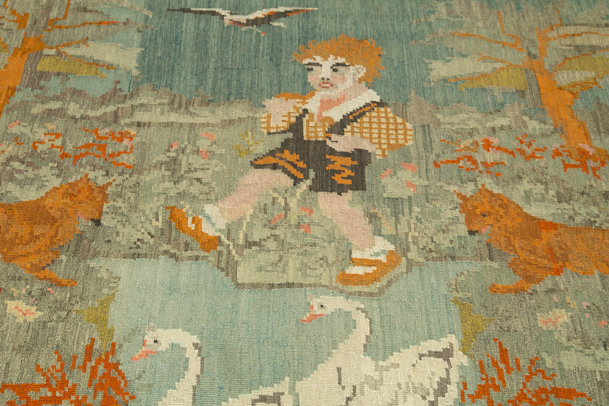 Handmade Wool Area Rug – Brown Vintage Carpet Floral Cotton Rug 6x8 Feet