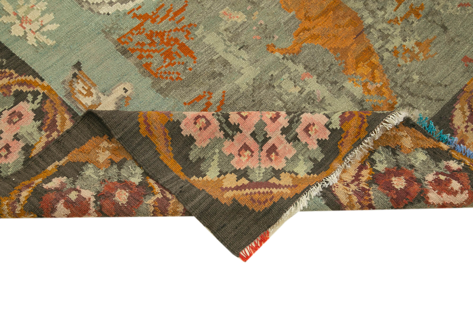 Handmade Wool Area Rug – Brown Vintage Carpet Floral Cotton Rug 6x8 Feet