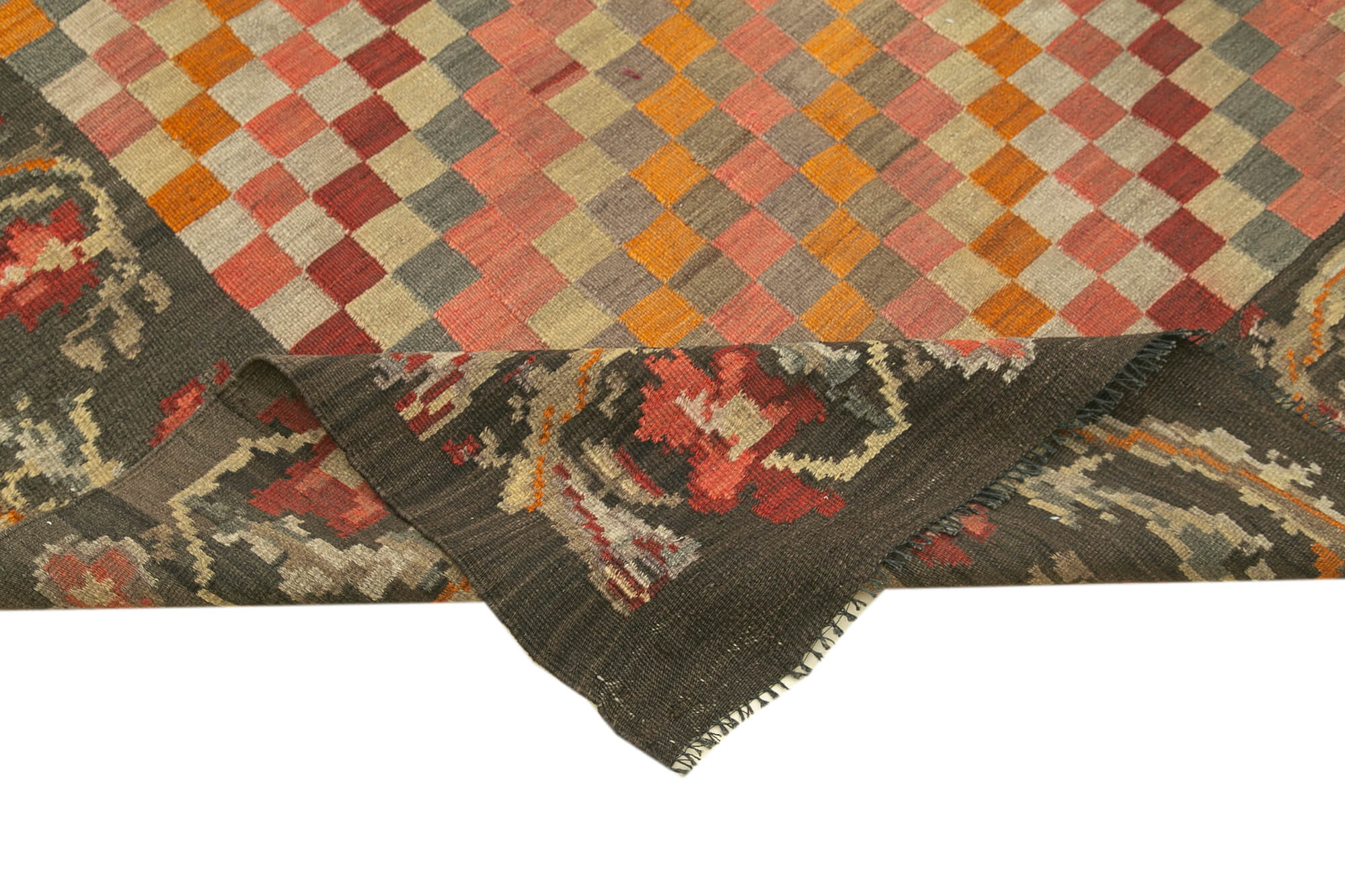 Handmade Wool Rug - Brown Floral Carpet With Soft Wool Texture | 5'3" x 10'0"