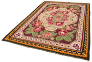 Handmade Wool Rug | Ornate Floral Pattern Cotton Wool Blend Rug 6x9 Feet